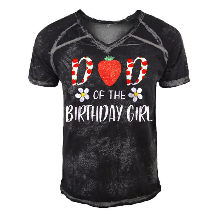Dad Of The Birthday Girl First Birthday Berry Themed Party  Men's Short Sleeve V-neck 3D Print Retro Tshirt