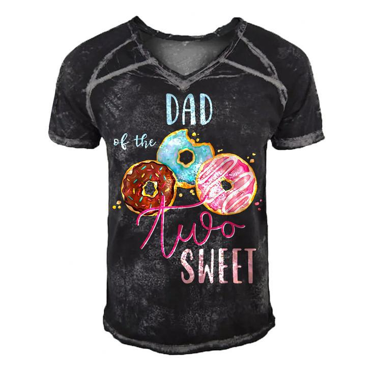 Dad Sweet Two Donut Birthday Party Theme Girl  Men's Short Sleeve V-neck 3D Print Retro Tshirt
