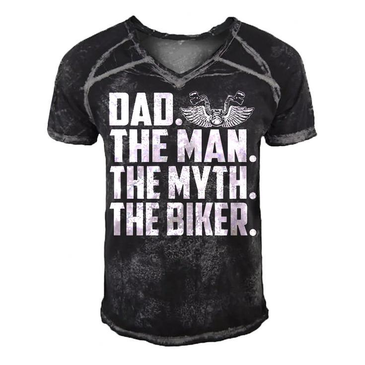 Dad The Biker Men's Short Sleeve V-neck 3D Print Retro Tshirt