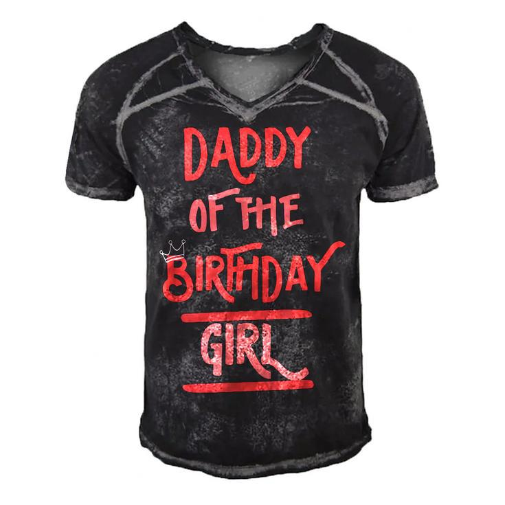 Daddy Of The Birthday Girl Father Dad Daughters Bday Party  Men's Short Sleeve V-neck 3D Print Retro Tshirt
