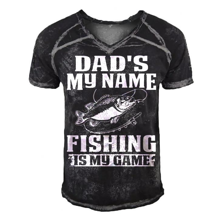 Dads The Name Fishing Men's Short Sleeve V-neck 3D Print Retro Tshirt