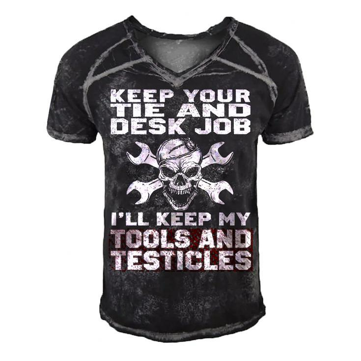 Desk Tie And Job Men's Short Sleeve V-neck 3D Print Retro Tshirt