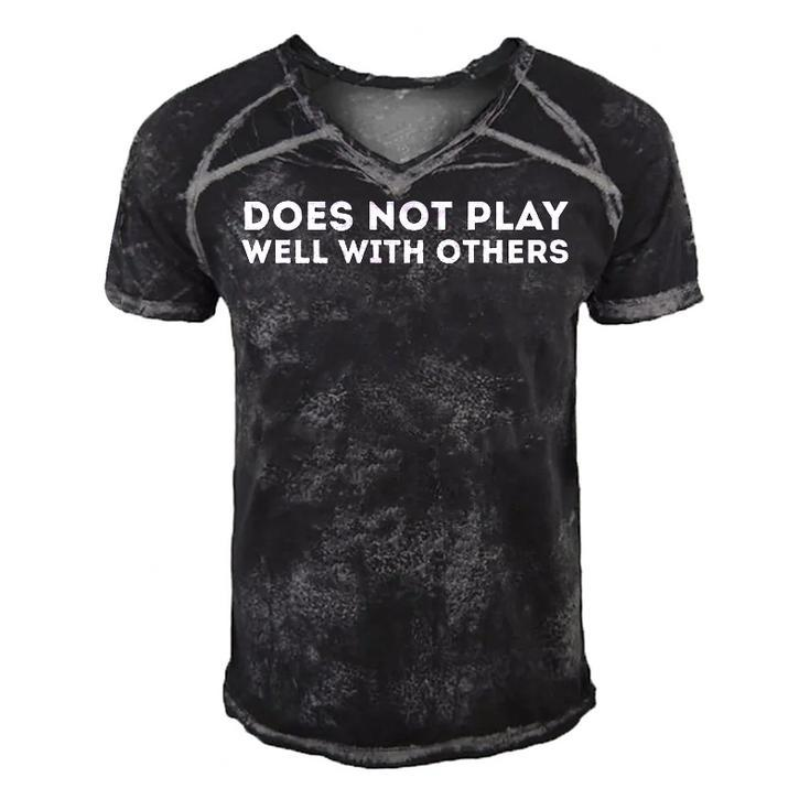 Does Not Play Well With Others Men's Short Sleeve V-neck 3D Print Retro Tshirt