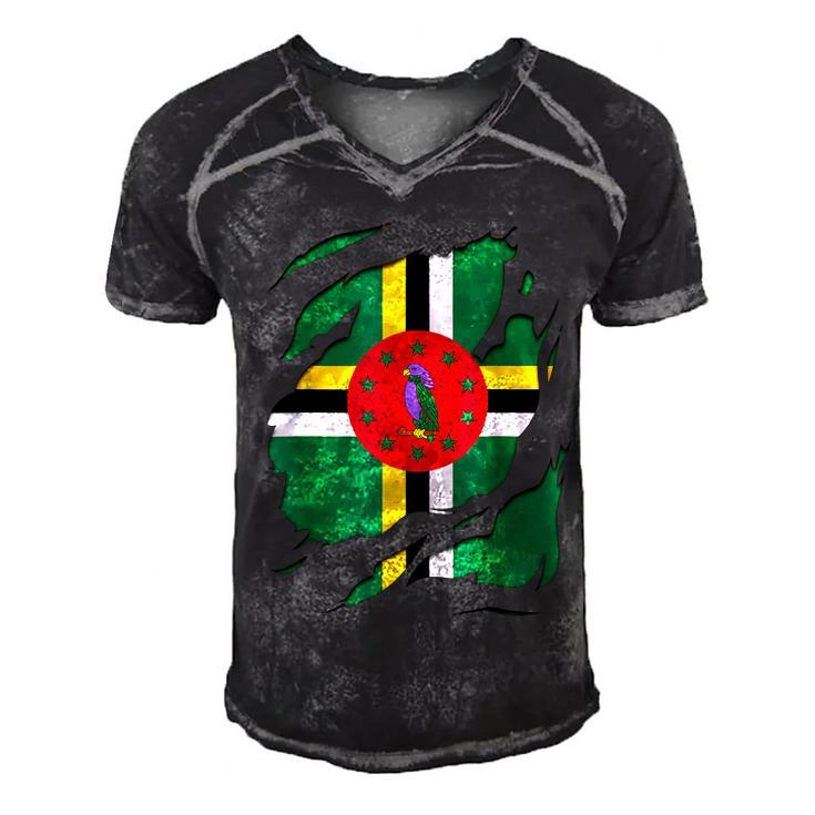 Dominica Flag   Men's Short Sleeve V-neck 3D Print Retro Tshirt