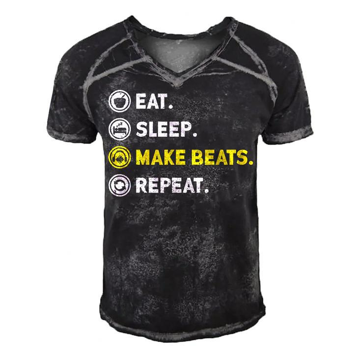 Eat Sleep Make Beats Beat Makers Music Producer Dj Mens  Men's Short Sleeve V-neck 3D Print Retro Tshirt