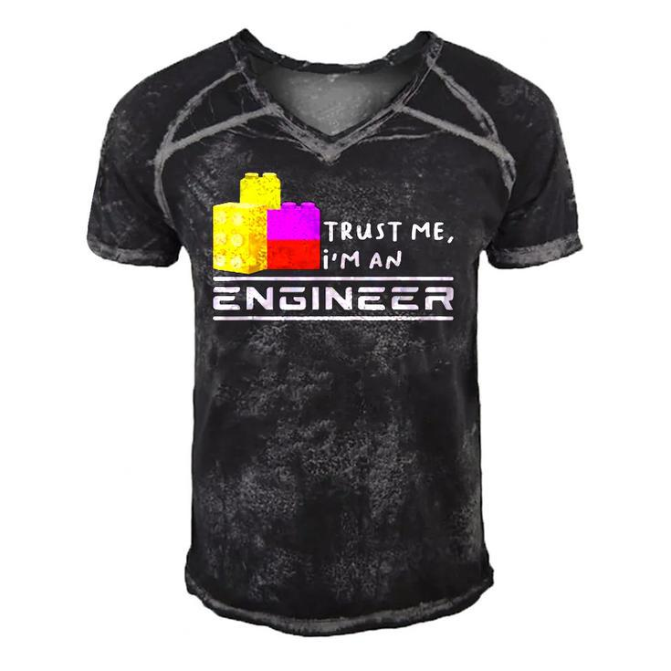 Engineer Kids Children Toy Big Building Blocks Build Builder Men's Short Sleeve V-neck 3D Print Retro Tshirt