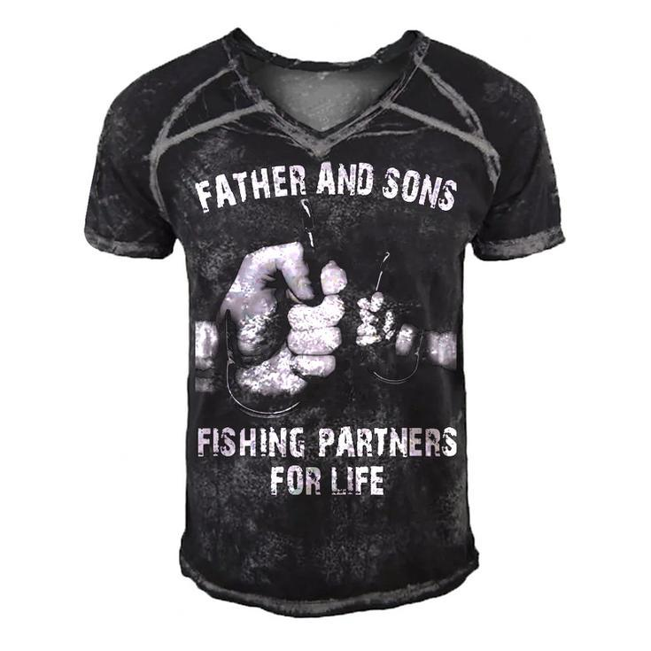 Father & Sons - Fishing Partners Men's Short Sleeve V-neck 3D Print Retro Tshirt