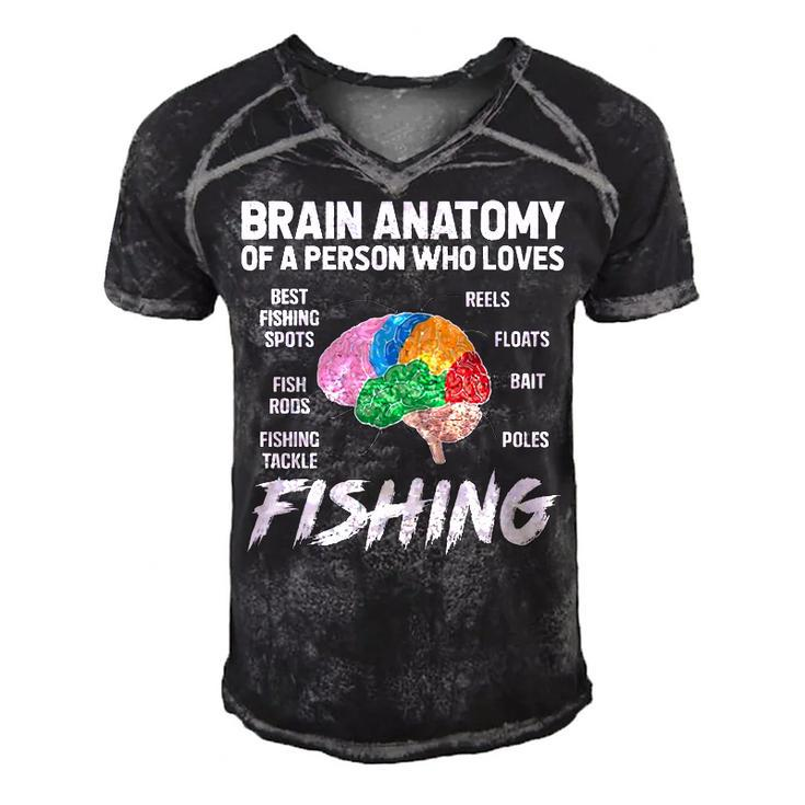 Fishing Brain Men's Short Sleeve V-neck 3D Print Retro Tshirt