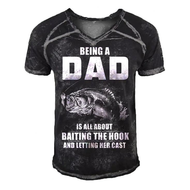 Fishing Dad - Baiting The Hook Men's Short Sleeve V-neck 3D Print Retro Tshirt