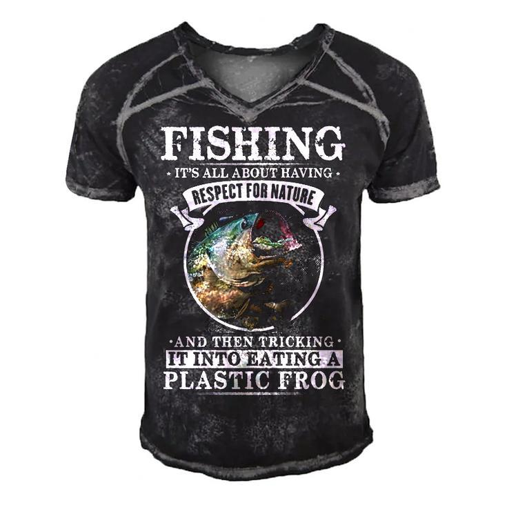 Fishing - Its All About Respect Men's Short Sleeve V-neck 3D Print Retro Tshirt