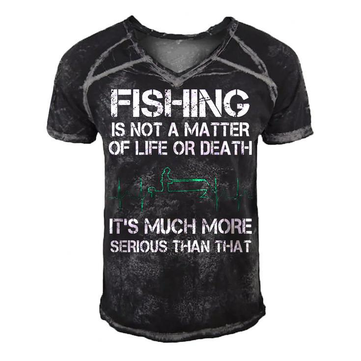Fishing - Life Or Death Men's Short Sleeve V-neck 3D Print Retro Tshirt
