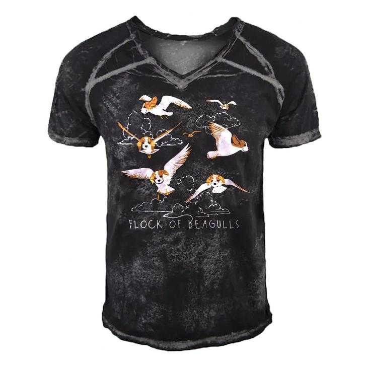 Flock Of Beagulls Beagle With Bird Wings Dog Lover Funny Men's Short Sleeve V-neck 3D Print Retro Tshirt
