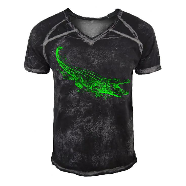 Fun Alligator Illustrative Graphic For Men And Boys Gator  Men's Short Sleeve V-neck 3D Print Retro Tshirt