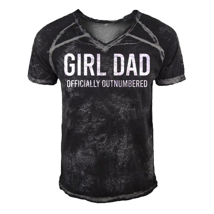 Girl Dad Officially Outnumbered Funny  Men's Short Sleeve V-neck 3D Print Retro Tshirt
