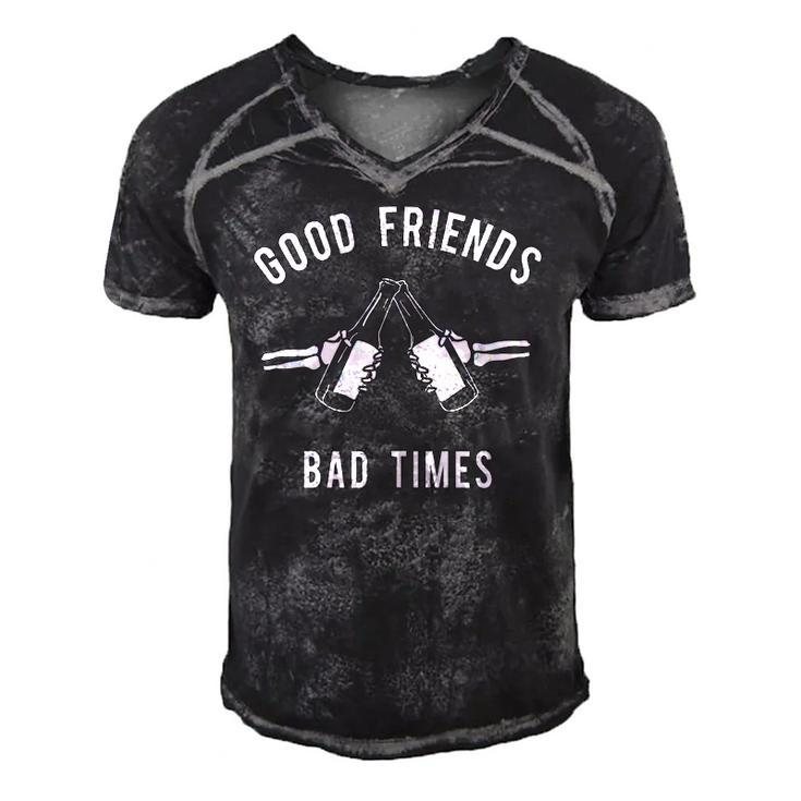 Good Friends Bad Times Drinking Buddy  Men's Short Sleeve V-neck 3D Print Retro Tshirt