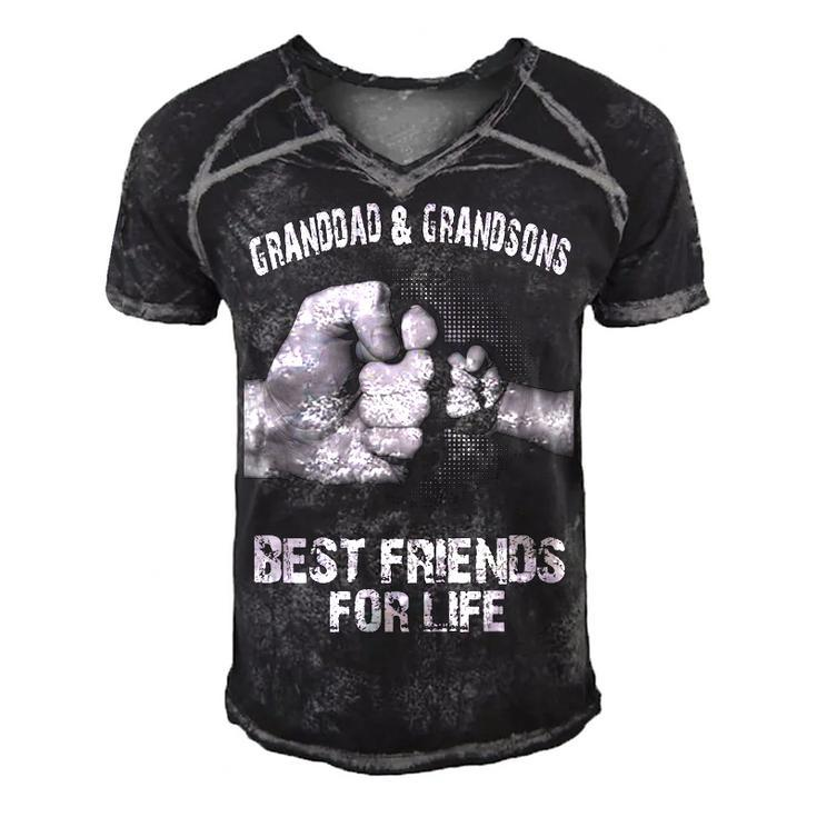 Granddad & Grandsons - Best Friends Men's Short Sleeve V-neck 3D Print Retro Tshirt