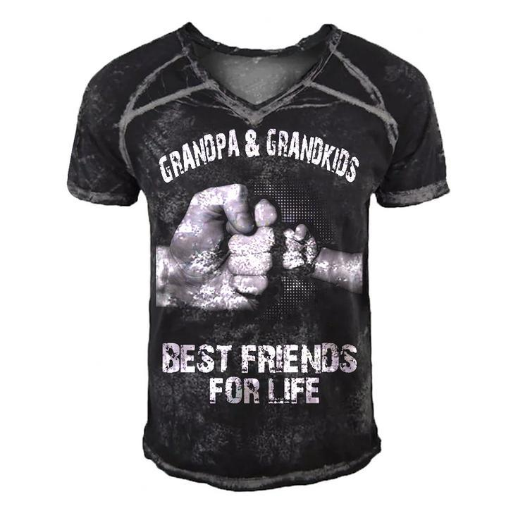 Grandpa & Grandkids - Best Friends Men's Short Sleeve V-neck 3D Print Retro Tshirt