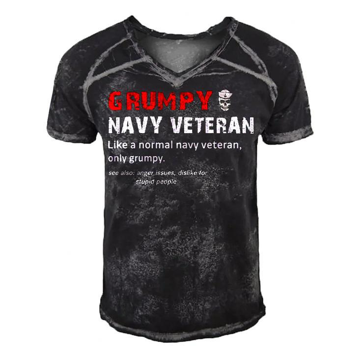 Grumpy Navy Veteran Men's Short Sleeve V-neck 3D Print Retro Tshirt