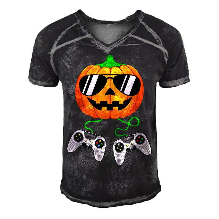 Halloween Jack O Lantern Gamer Boys Kids Men Funny Halloween  V9 Men's Short Sleeve V-neck 3D Print Retro Tshirt