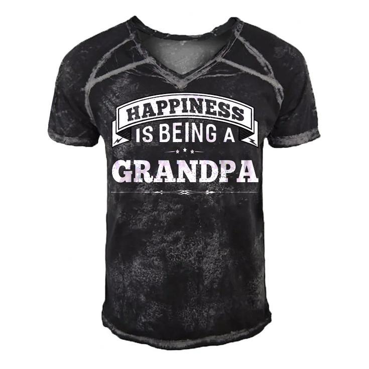 Happiness Is Being A Grandpa Men Top Fathers Day Gifts  Men's Short Sleeve V-neck 3D Print Retro Tshirt