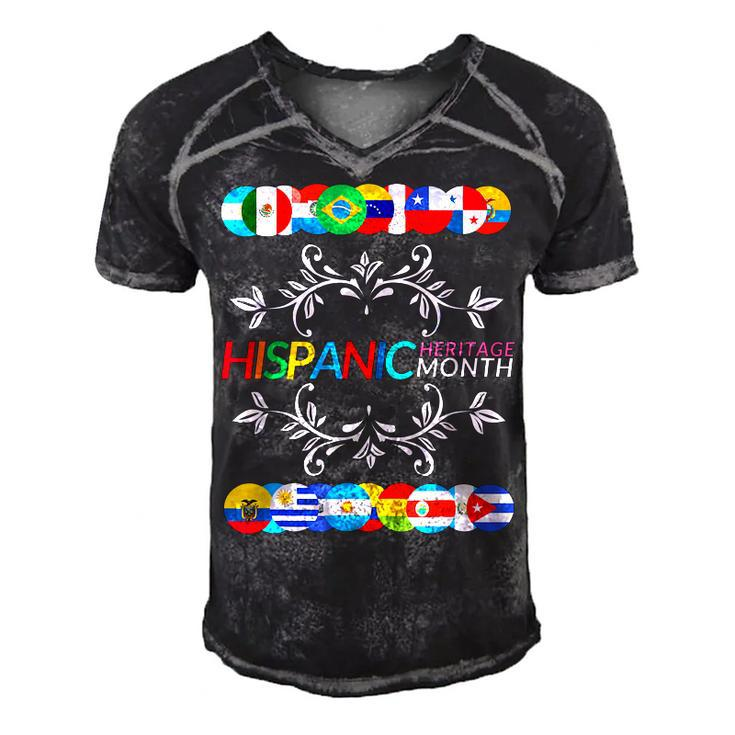 Happy Hispanic Heritage Month Latino Countries Flags  Men's Short Sleeve V-neck 3D Print Retro Tshirt