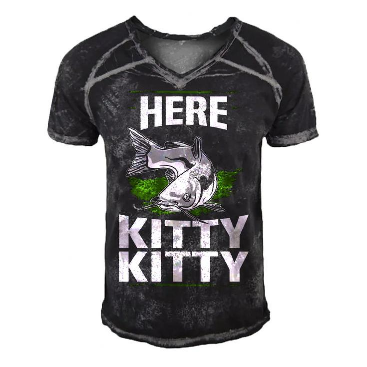 Here Kittty Men's Short Sleeve V-neck 3D Print Retro Tshirt
