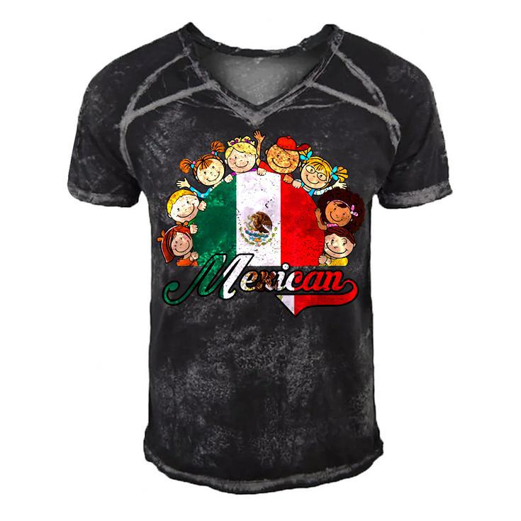 Hispanic Heritage Month  Mexico Pride Mexican Flag Kids  Men's Short Sleeve V-neck 3D Print Retro Tshirt