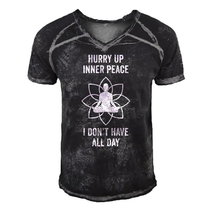 Hurry Up Inner Peace I Don&8217T Have All Day Funny Meditation Men's Short Sleeve V-neck 3D Print Retro Tshirt