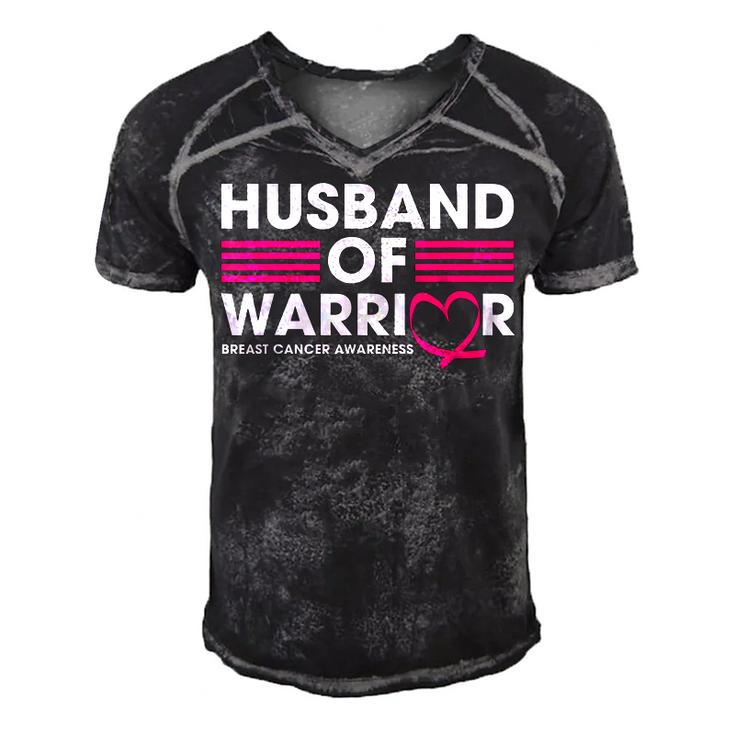 Husband Of A Warrior Breast Cancer Awareness Pink   Men's Short Sleeve V-neck 3D Print Retro Tshirt