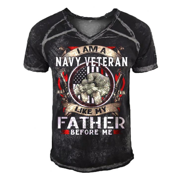 I Am A Navy Veteran Like My Father Before Me Men's Short Sleeve V-neck 3D Print Retro Tshirt