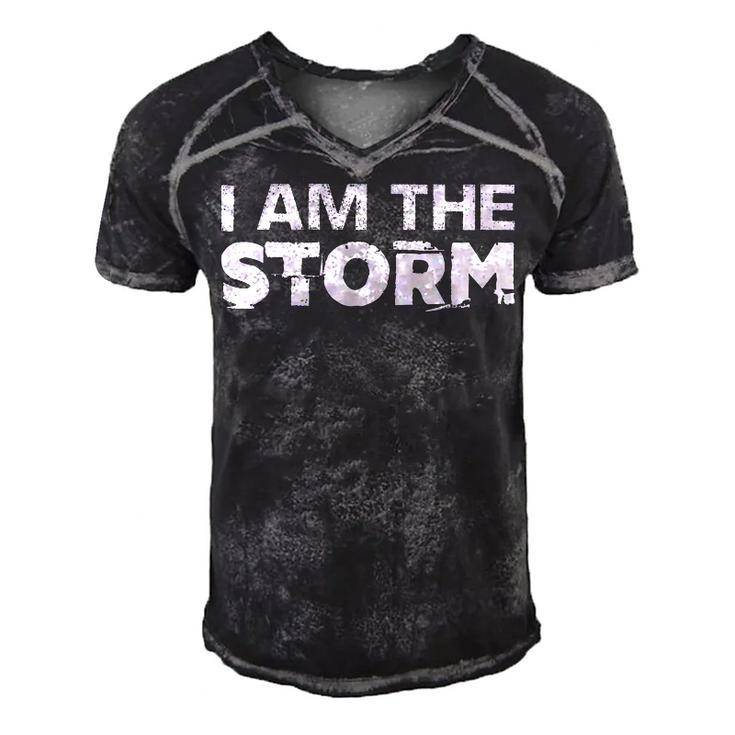 I Am The Storm Fate Devil Whispers Motivational Distressed  Men's Short Sleeve V-neck 3D Print Retro Tshirt