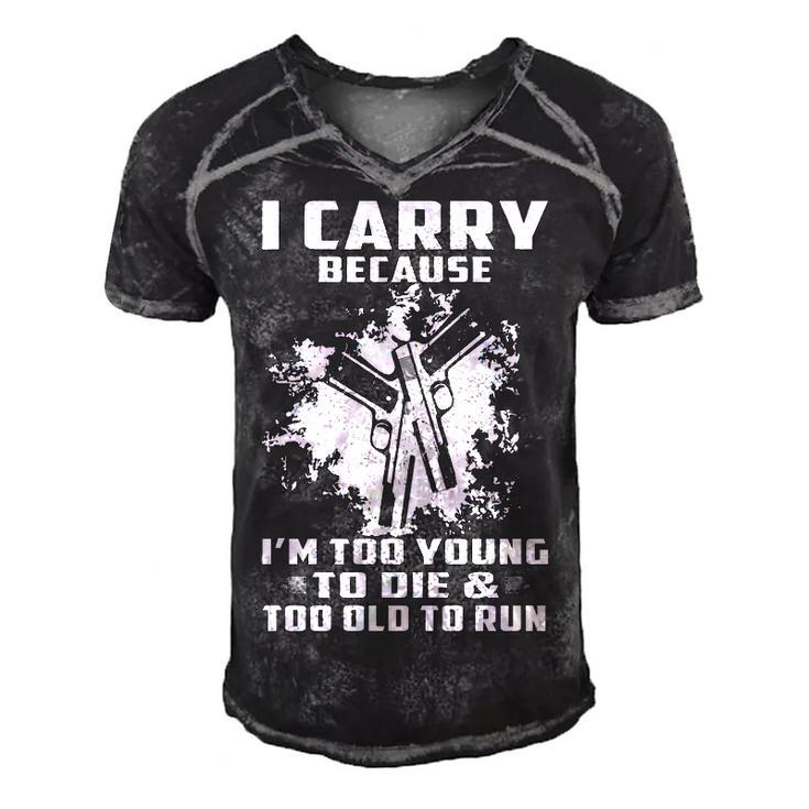 I Carry Because Men's Short Sleeve V-neck 3D Print Retro Tshirt