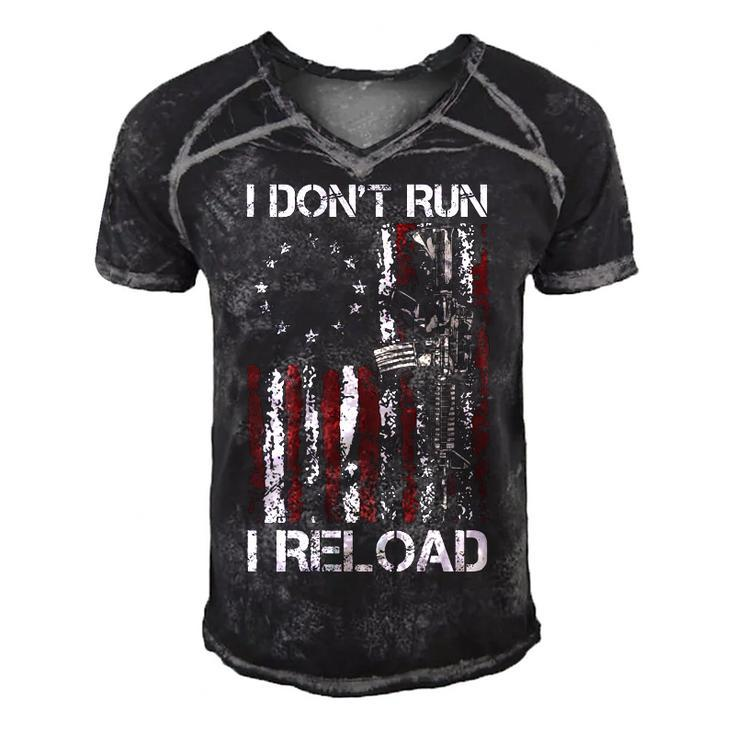 I Dont Run I Reload Gun American Flag Patriots On Back  Men's Short Sleeve V-neck 3D Print Retro Tshirt