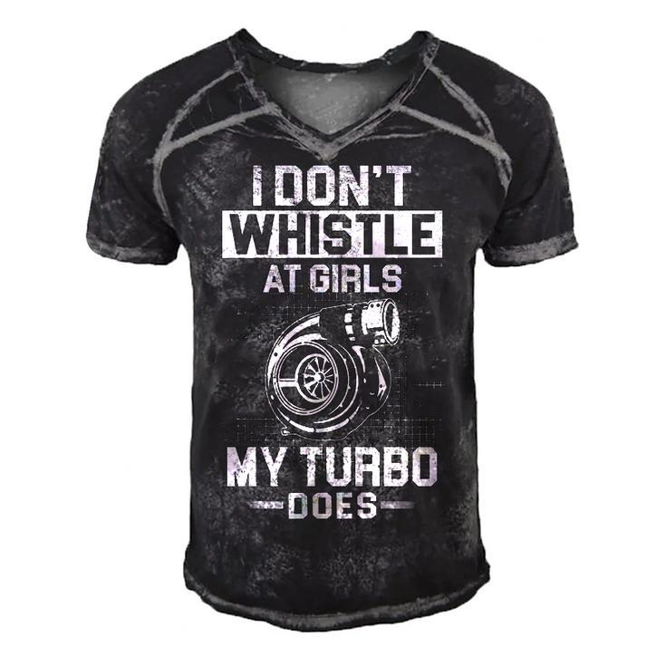 I Dont Whistle - My Turbo Does Men's Short Sleeve V-neck 3D Print Retro Tshirt