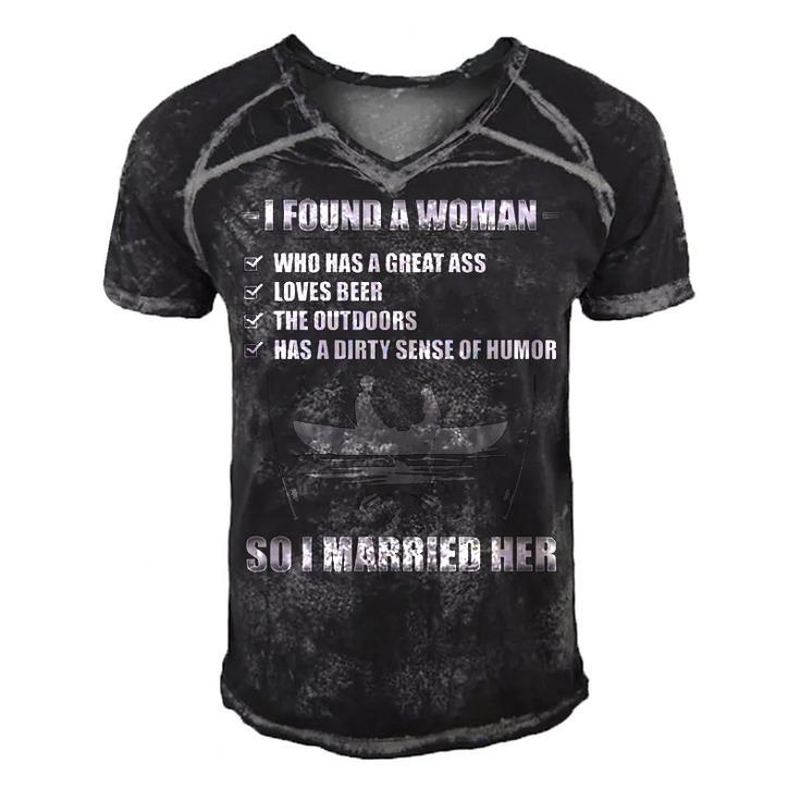 I Found A Woman Men's Short Sleeve V-neck 3D Print Retro Tshirt