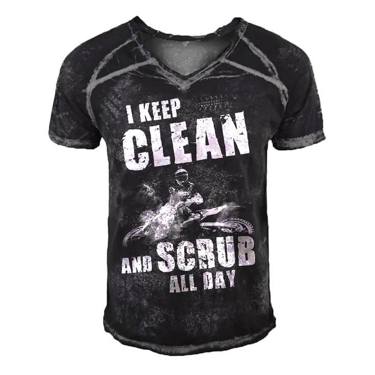 I Keep Clean & Scrub Men's Short Sleeve V-neck 3D Print Retro Tshirt