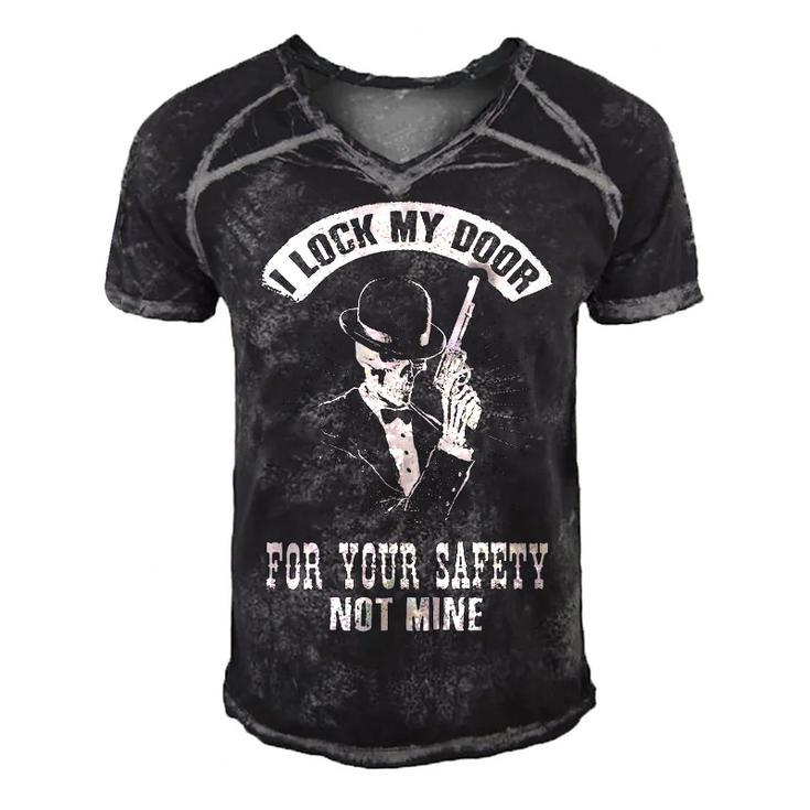 I Lock My Door - Your Safety Men's Short Sleeve V-neck 3D Print Retro Tshirt