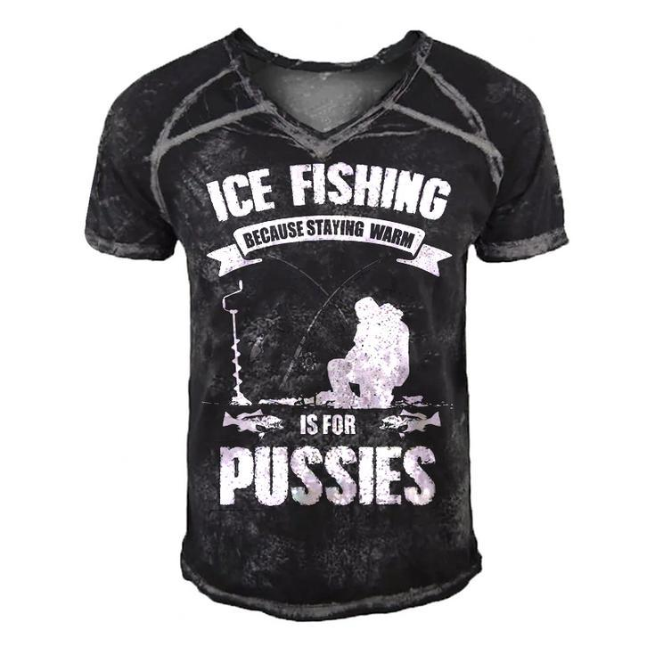 Ice Fishing V2 Men's Short Sleeve V-neck 3D Print Retro Tshirt