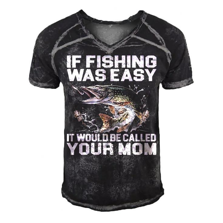 If Fishing Was Easy Men's Short Sleeve V-neck 3D Print Retro Tshirt