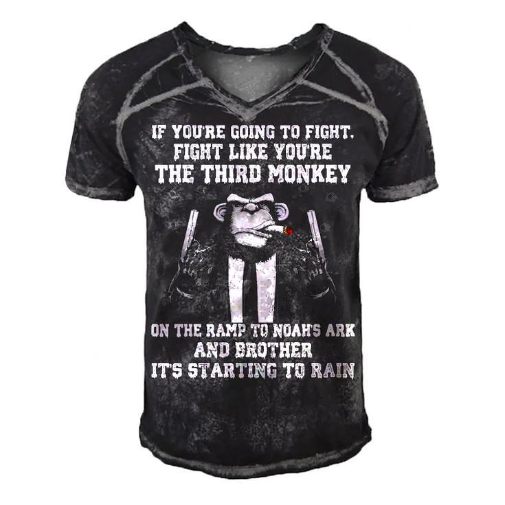 If Youre Going To Fight Front Men's Short Sleeve V-neck 3D Print Retro Tshirt