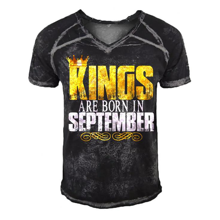 Kings Are Born In September T  Mens Birthday Gifts  Men's Short Sleeve V-neck 3D Print Retro Tshirt