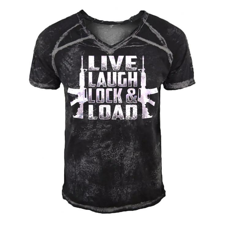 Laugh Lock & Load Men's Short Sleeve V-neck 3D Print Retro Tshirt