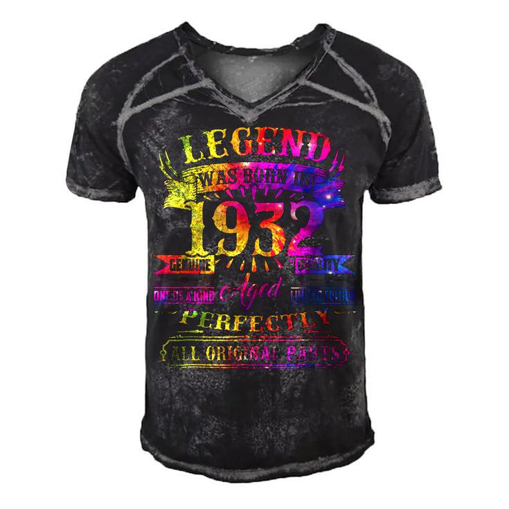 Legend Was Born In 1932 90 Year Old 90Th Birthday Tie Dye  Men's Short Sleeve V-neck 3D Print Retro Tshirt