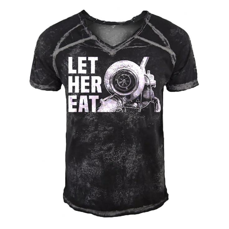 Let Her Eat Men's Short Sleeve V-neck 3D Print Retro Tshirt