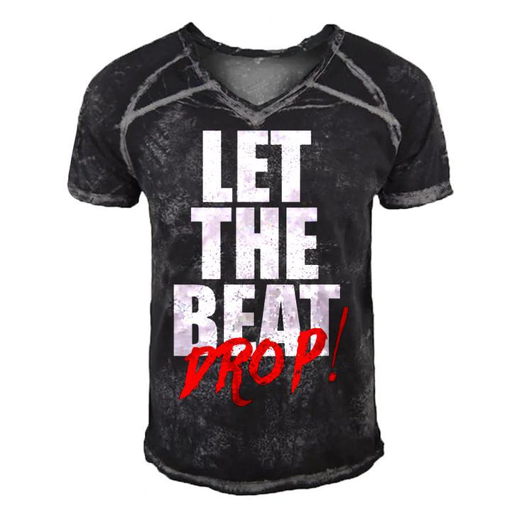 Let The Beat Drop Funny Dj Mixing  Men's Short Sleeve V-neck 3D Print Retro Tshirt