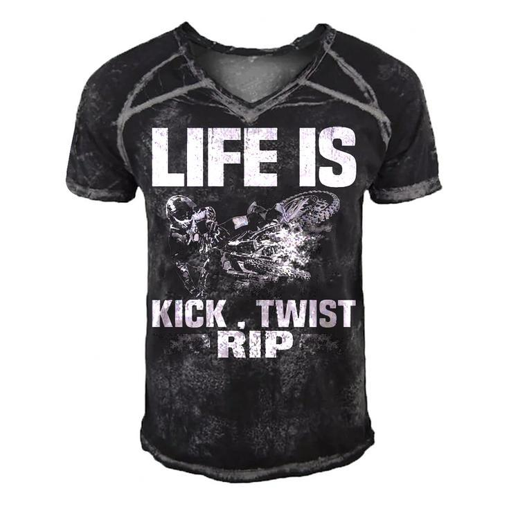 Life Is Kick Men's Short Sleeve V-neck 3D Print Retro Tshirt