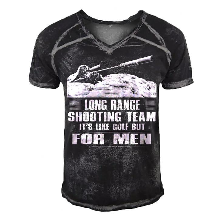 Long Range Team Men's Short Sleeve V-neck 3D Print Retro Tshirt