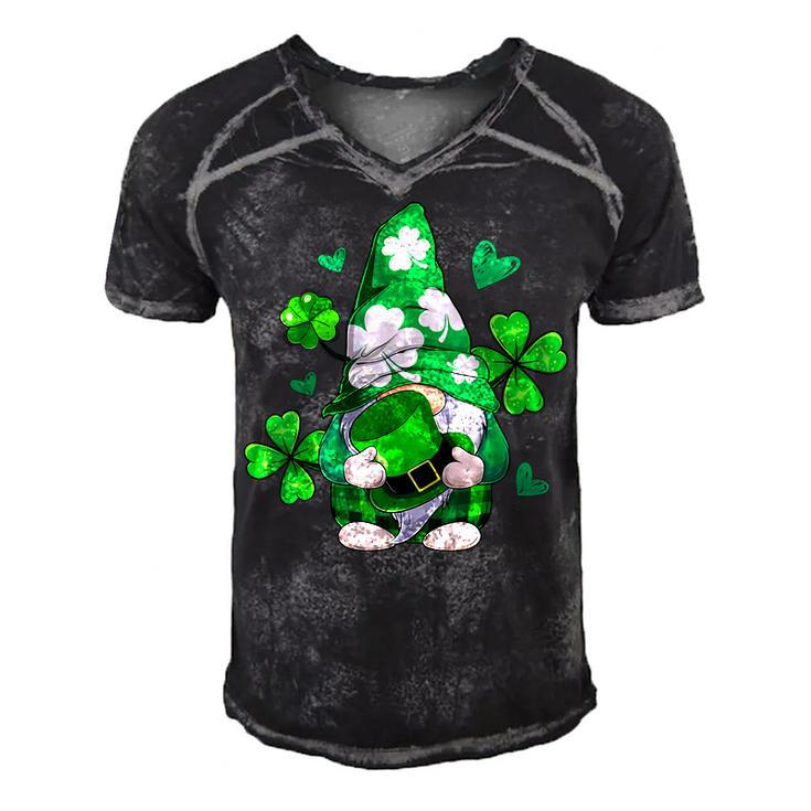 Love Gnomes Irish Shamrock St Patricks Day Four Leaf Clover  Men's Short Sleeve V-neck 3D Print Retro Tshirt