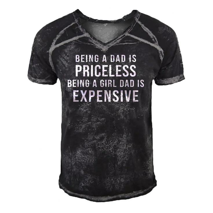 Mens Being A Dad Is Priceless Being A Girl Dad Is Expensive Funny Men's Short Sleeve V-neck 3D Print Retro Tshirt