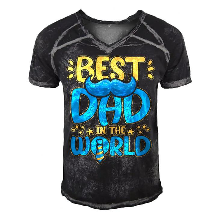 Mens Best Dad In The World For A Dad   Men's Short Sleeve V-neck 3D Print Retro Tshirt